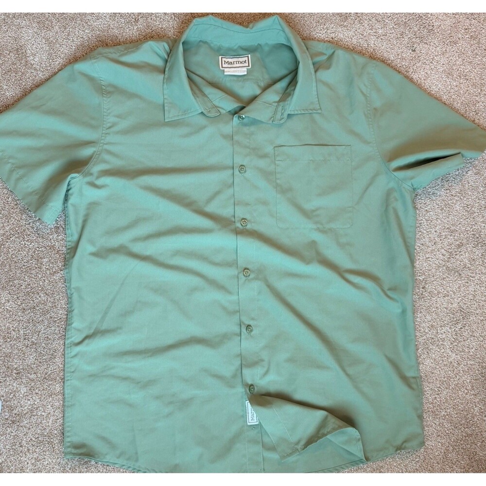 Marmot Green Short Sleeve Button-Up Shirt XL Outdoor Breathable